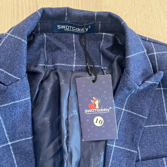 SWOTGdoby Boys Suit Set 3 Pieces(Blazer Vest Pants Breasted jacket)10Yrs- Blue - Picture 4 of 4